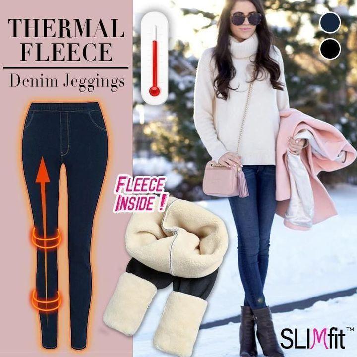 Slim-Fit Denim Fleece Jeggings -50% OFF