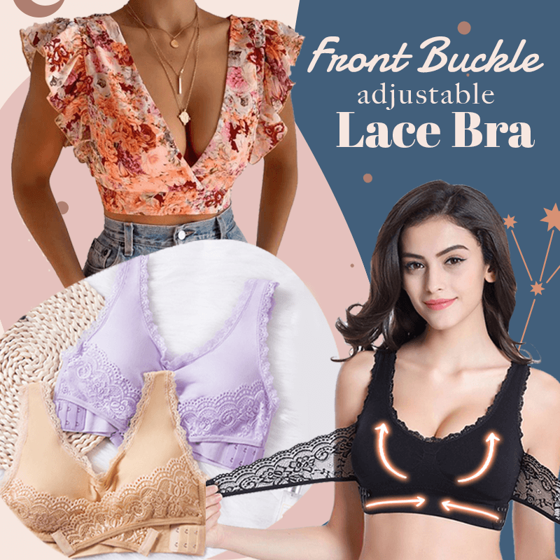 Front Cross Adjustable Side Buckle Lace Bra