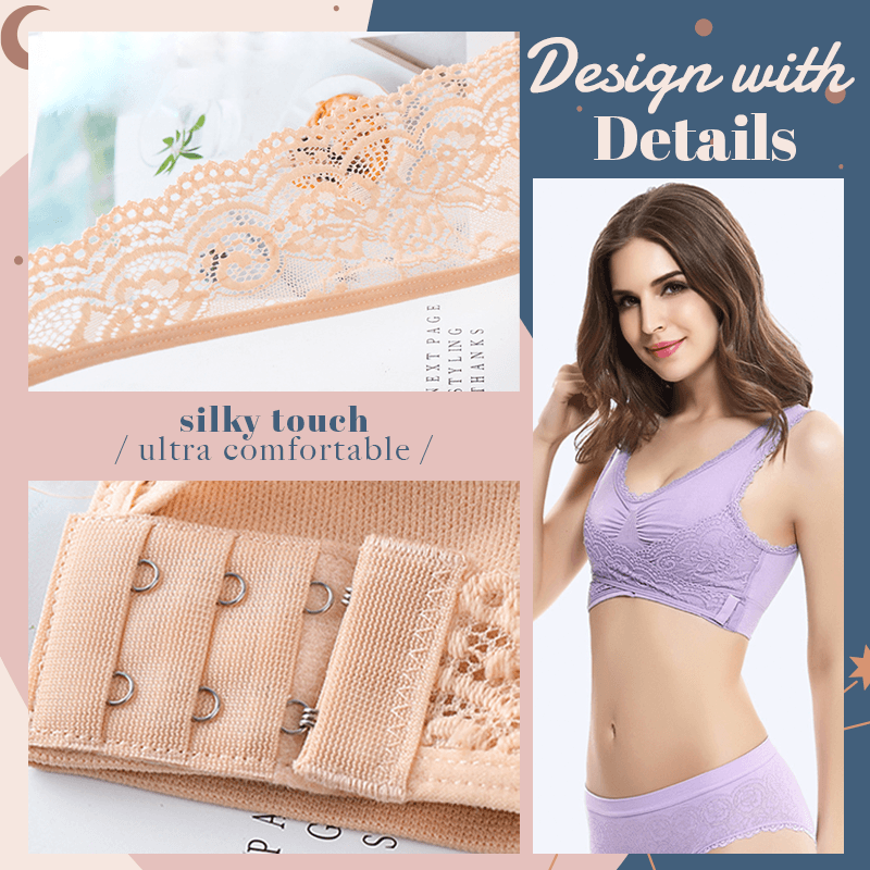 Front Cross Adjustable Side Buckle Lace Bra