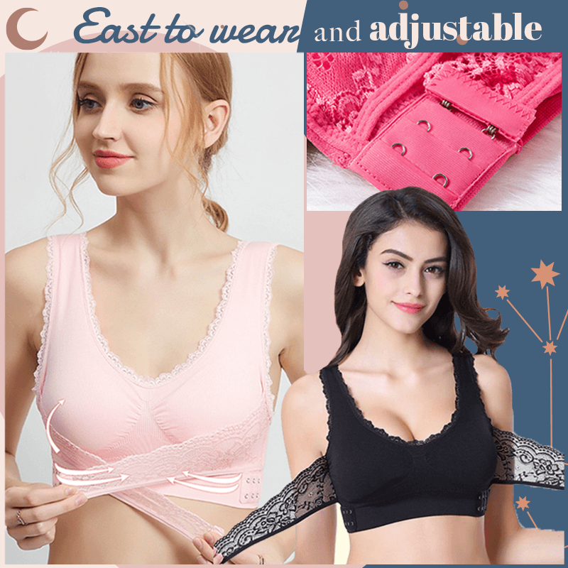 Front Cross Adjustable Side Buckle Lace Bra