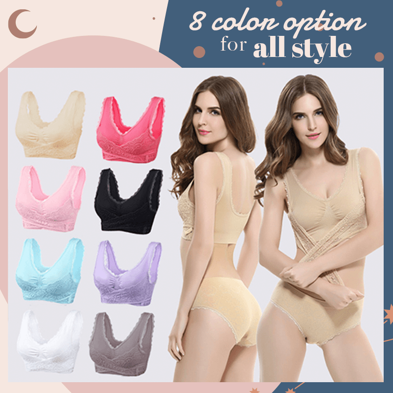 Front Cross Adjustable Side Buckle Lace Bra