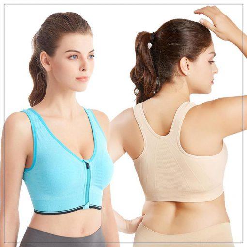 Breathable Zip Front Sports Bra