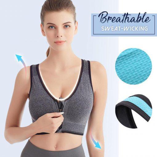 Breathable Zip Front Sports Bra