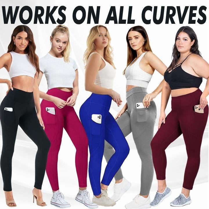 High Waist Stretch Tummy Booty Slimming Butt Lift Leggings With Pockets