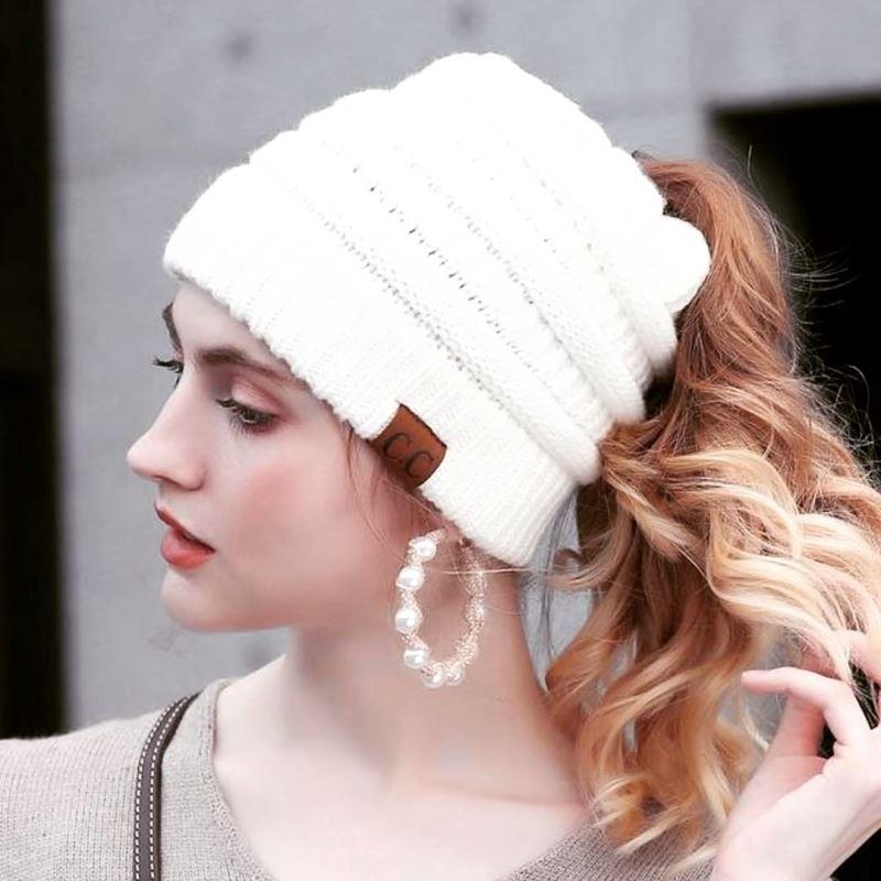 Soft Knit Ponytail Beanie Hats -50% Off