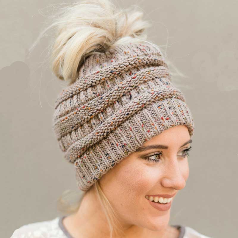 Soft Knit Ponytail Beanie Hats -50% Off